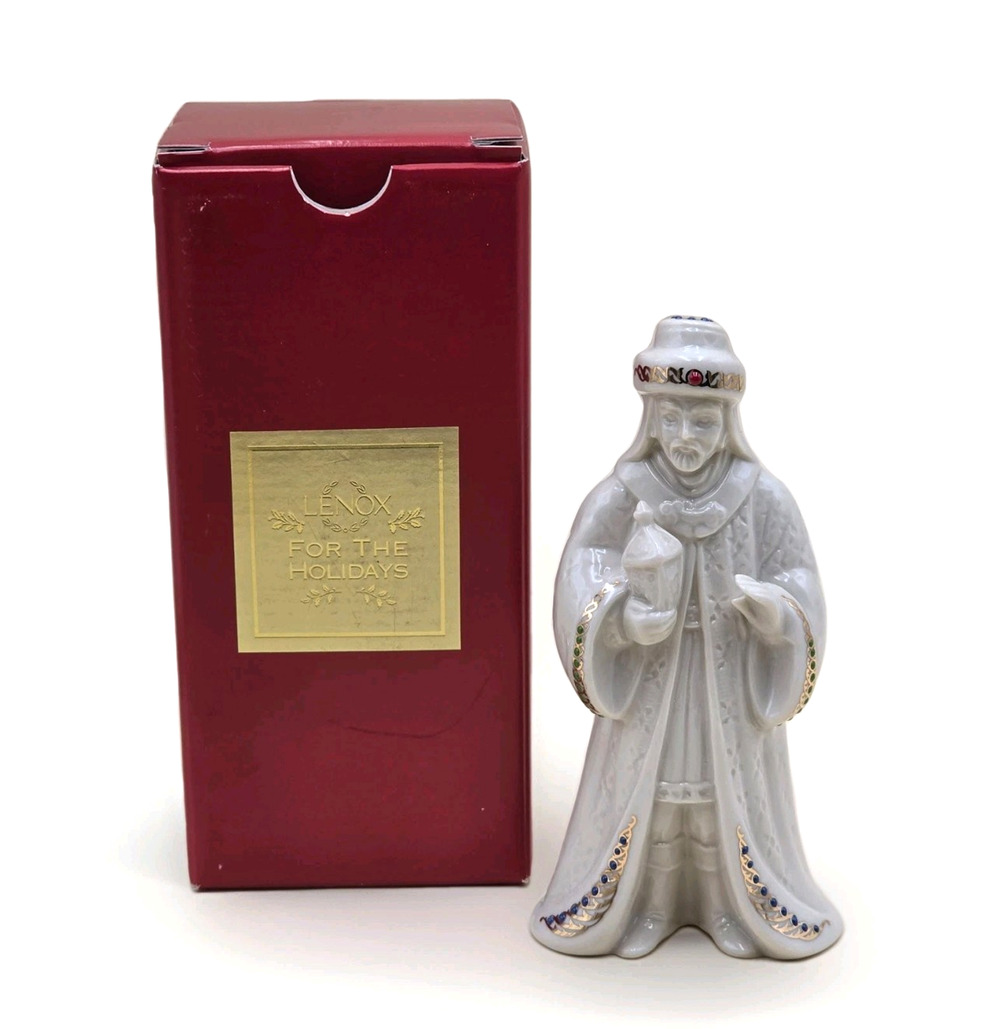 Lenox China Jewels Nativity Gaspar Figurine 6.5" Ivory Porcelain Gold Trim 1999